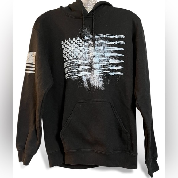 Grunt Style Tops - GRUNT STYLE Women’s Black Hoodie with White Bullet Graphic Size S